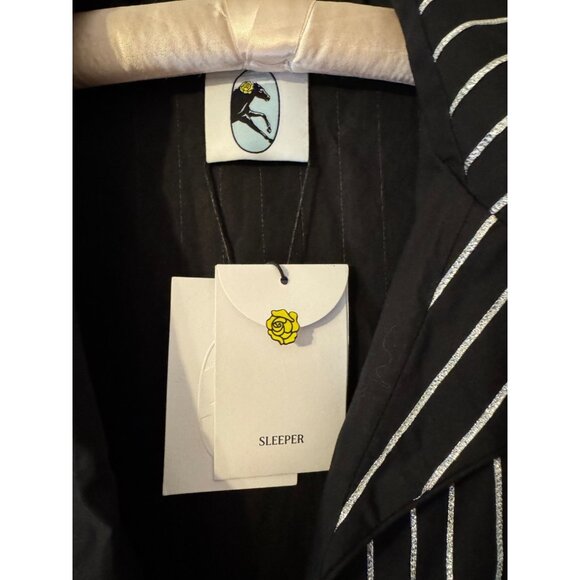 Sleeper Black Silver Stripe Womens Large L Luxury Cotton Pajama Set $420 - Picture 12 of 16